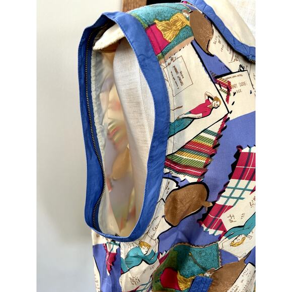 NWT Vintage 90s Silk Statement Bomber Convertible Vest Geometric Patchwork S - Picture 7 of 16